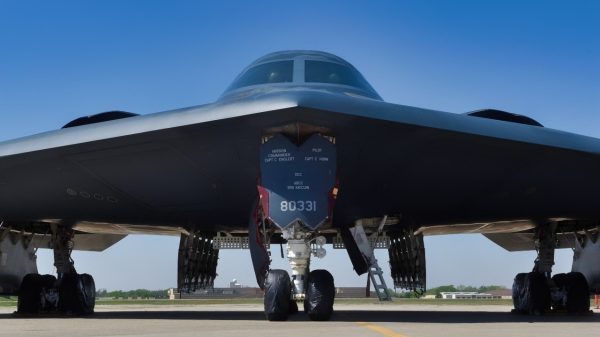 B-2A, serial #88-0331, 'Spirit of South Carolina' of the 509th Bomb Wing, Air Force Global Strike Command, on the parking ramp at Tinker Air Force Base, Oklahoma, during a visit April 11, 2017. The B-2A 'stealth bomber' visited the base to allow hundreds of personnel who work in direct support of the aircraft program through continuous software upgrades to see it in person and better understand the aircrafts' role in the nation’s defense. (U.S. Air Force photo/Greg L. Davis)