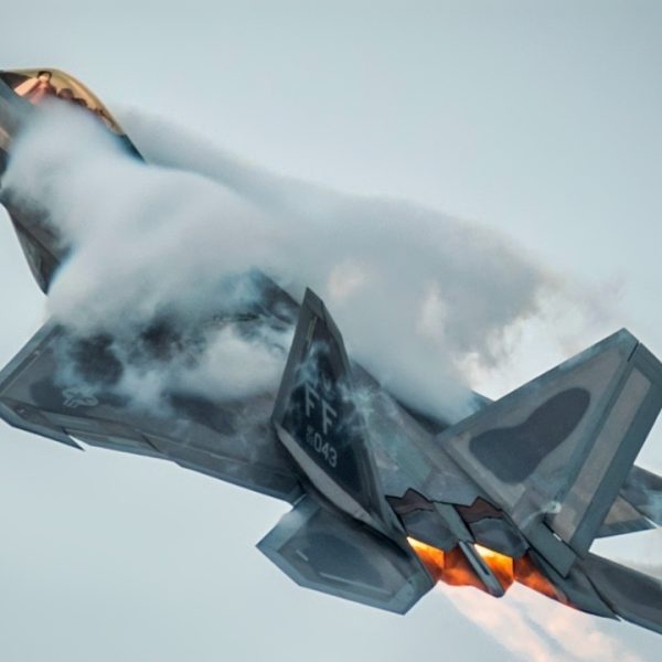 U.S. Air Force Capt. Samuel “RaZZ” Larson, F-22 Raptor Demonstration Team commander, performs an aerial maneuver in preparation for the ongoing airshow season at Joint Base Langley-Eustis, Virginia, July 9, 2024. Airshows play a crucial role in highlighting the importance of air power in modern warfare and help reinforce the deterrence capabilities of advanced fighter aircraft like the F-22 Raptor. (U.S. Air Force photo by Senior Airman Mikaela Smith)
