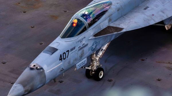 (Dec. 7, 2024) LT Steven Holcomb, attached to the Gunslingers of Strike Fighter Squadron (VFA) 105, operates a F/A-18E Super Hornet on the flight deck during flight operations, Dec. 7, 2024. USS George H.W. Bush is in the basic phase of the Optimized Fleet Response Plan conducting flight deck certification.(U.S. Navy photo by Mass Communication Specialist Seaman Jayden Brown)