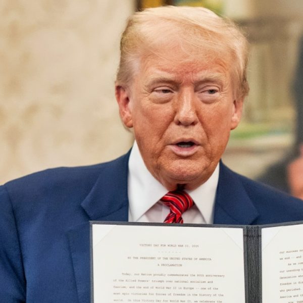President Donald Trump participates in the swearing-in ceremony for U.S. Ambassador to China David Purdue, Wednesday, May 7, 2025, in the Oval Office. (Official White House Photo by Molly Riley)