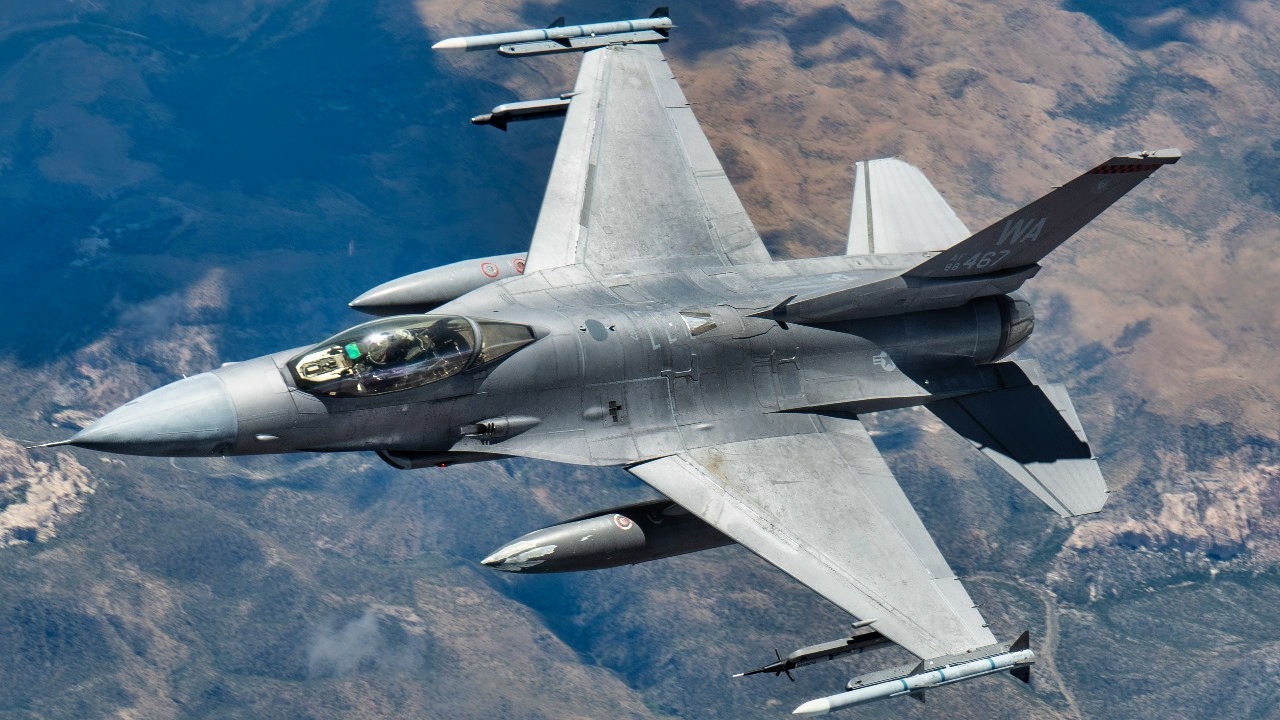 F-16 Fighter from U.S. Air Force Flying High