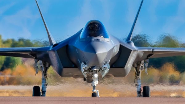 An F-35A Lightning II assigned to the 62nd Fighter Squadron prepares to takeoff, Dec. 15, 2020, at Luke Air Force Base, Arizona. The 62nd FS transitioned from flying F-16 Fighting Falcons to flying F-35 aircraft in 2015. There are four F-35 fighter squadrons and four F-16 fighter squadrons that directly support the base’s mission of training the world’s greatest fighter pilots. (U.S. Air Force photo by Airman 1st Class Brooke Moeder)
