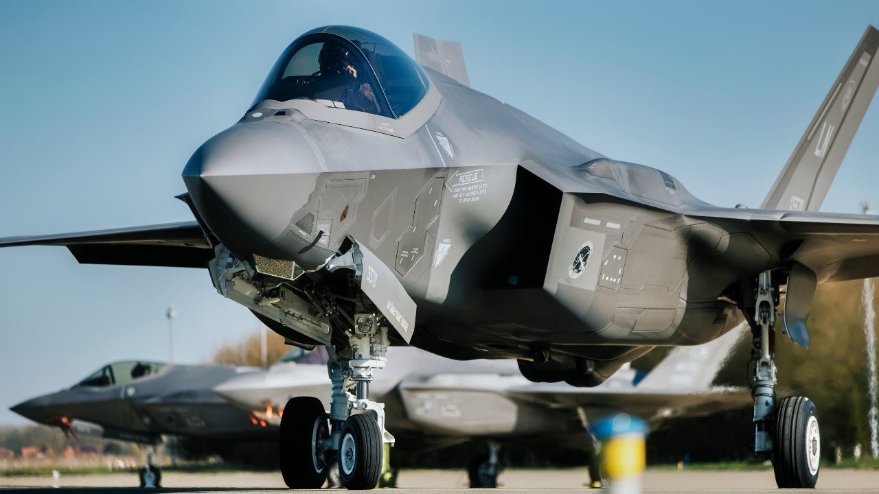 A U.S. Air Force F-35 Lightning II taxis during a cross-servicing event at NATO Allied Air Command’s Ramstein Flag 2025 exercise April 4, 2025. Successful cross-servicing at RAFL25 is an example of the importance of integrated logistics and maintenance training that enhances U.S. warfighting readiness by strengthening United States Air Forces in Europe – Air Forces Africa’s ability to deploy, sustain, and project fifth-generation capabilities across the European theater. (Royal Netherlands photo by Sgt. Maj. Jan Dijkstra)