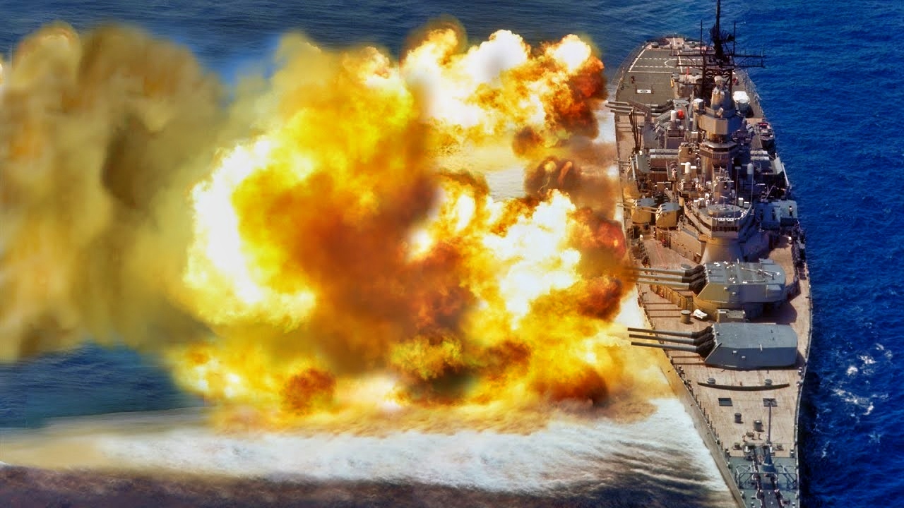 Iowa-Class Battleship Firing