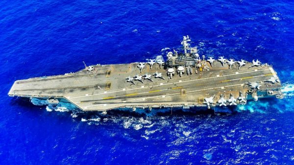 (July 11, 2014) – The aircraft carrier USS Ronald Reagan (CVN 76) is underway during Rim of the Pacific (RIMPAC) 2014. Twenty-two nations, more than 40 ships and submarines, more than 200 aircraft and 25,000 personnel are participating in RIMPAC exercise from June 26 to Aug. 1, in and around the Hawaiian Islands. The world’s largest international maritime exercise, RIMPAC provides a unique training opportunity that helps participants foster and sustain the cooperative relationships that are critical to ensuring the safety of sea lanes and security on the world’s oceans. RIMPAC 2014 is the 24th exercise in the series that began in 1971. (U.S. Navy photo by Mass Communication Specialist 2nd Class Jacob Estes/Released)