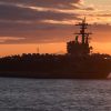 (Aug. 8, 2017) The Nimitz-class aircraft carrier USS George H. W. Bush (CVN 77) at sea during exercise Saxon Warrior 2017, Aug. 8. Saxon Warrior is a United States and United Kingdom co-hosted carrier strike group exercise that demonstrates allied interoperability and capability to respond to crises and deter potential threats. (U.S. Navy photo by Mass Communication Specialist 1st Class Theron J. Godbold /Released)