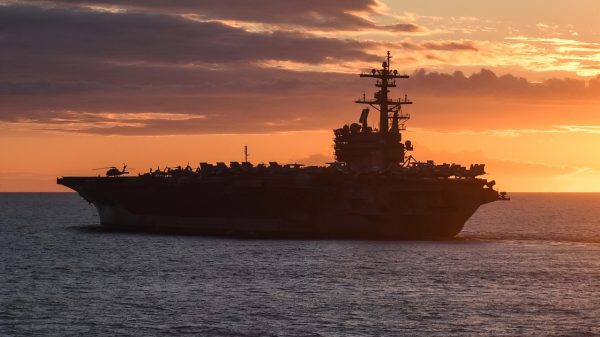 (Aug. 8, 2017) The Nimitz-class aircraft carrier USS George H. W. Bush (CVN 77) at sea during exercise Saxon Warrior 2017, Aug. 8. Saxon Warrior is a United States and United Kingdom co-hosted carrier strike group exercise that demonstrates allied interoperability and capability to respond to crises and deter potential threats. (U.S. Navy photo by Mass Communication Specialist 1st Class Theron J. Godbold /Released)