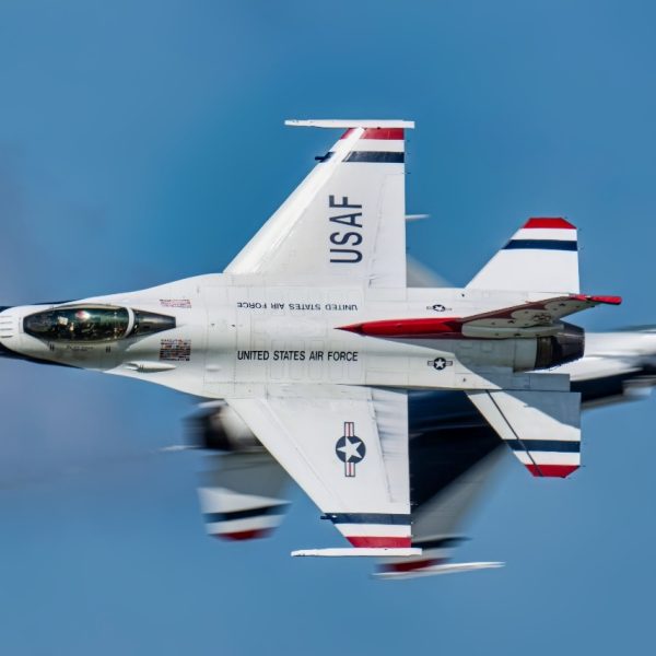 The United States Air Force Air Demonstration Squadron "Thunderbirds" perform at the Defenders of Liberty Airshow at Barksdale Air Force Base, Louisiana, March 29-30, 2025. The Thunderbirds perform at air shows across the country to showcase the capabilities of the United States Air Force, its Airmen, and the F-16 Fighting Falcon. During World War II, Barksdale served as a major bomber training base, and it has since become the home of the 2nd Bomb Wing, the oldest bomb wing in the Air Force. (U.S. Air Force photo by Tech. Sgt. Keith James)