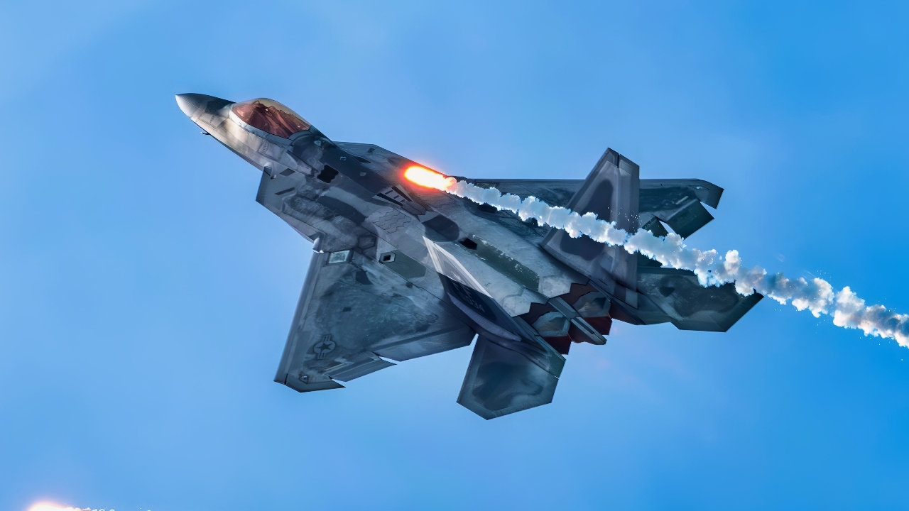 U.S. Air Force Capt. Nick “Laz” Le Tourneau, F-22 Raptor Aerial Demonstration Team commander, performs an aerial maneuver during the Cocoa Beach air show in Florida, July 12, 2025. The team joined the community in celebrating Cocoa Beach’s 100th anniversary, marking a century of coastal heritage and patriotic spirit, while showcasing the unmatched power, agility, and precision of America’s fifth-generation fighter and reinforcing public trust in the Air Force’s mission to fly, fight, and win. (U.S. Air Force photo by Staff Sgt. Lauren Cobin)
