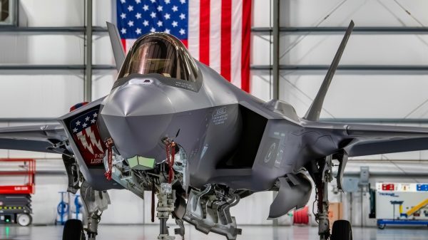 A U.S. Air Force F-35A Lightning ll assigned to the 388th Fighter Wing, Hill Air Force Base, Utah, sits in a hangar at Lakeland Linder International Airport, Lakeland, Fla., following a aerobatic routine by the F-35A Lightning ll demonstration team at the Sun 'n Fun Holiday Flying Festival, Dec. 4, 2020. The Lightning II is a stealth-capable, multi-role attack fighter designed to penetrate the most hostile areas of the world without the threat of detection. (U.S. Air Force photo by Staff Sgt. Codie Trimble)