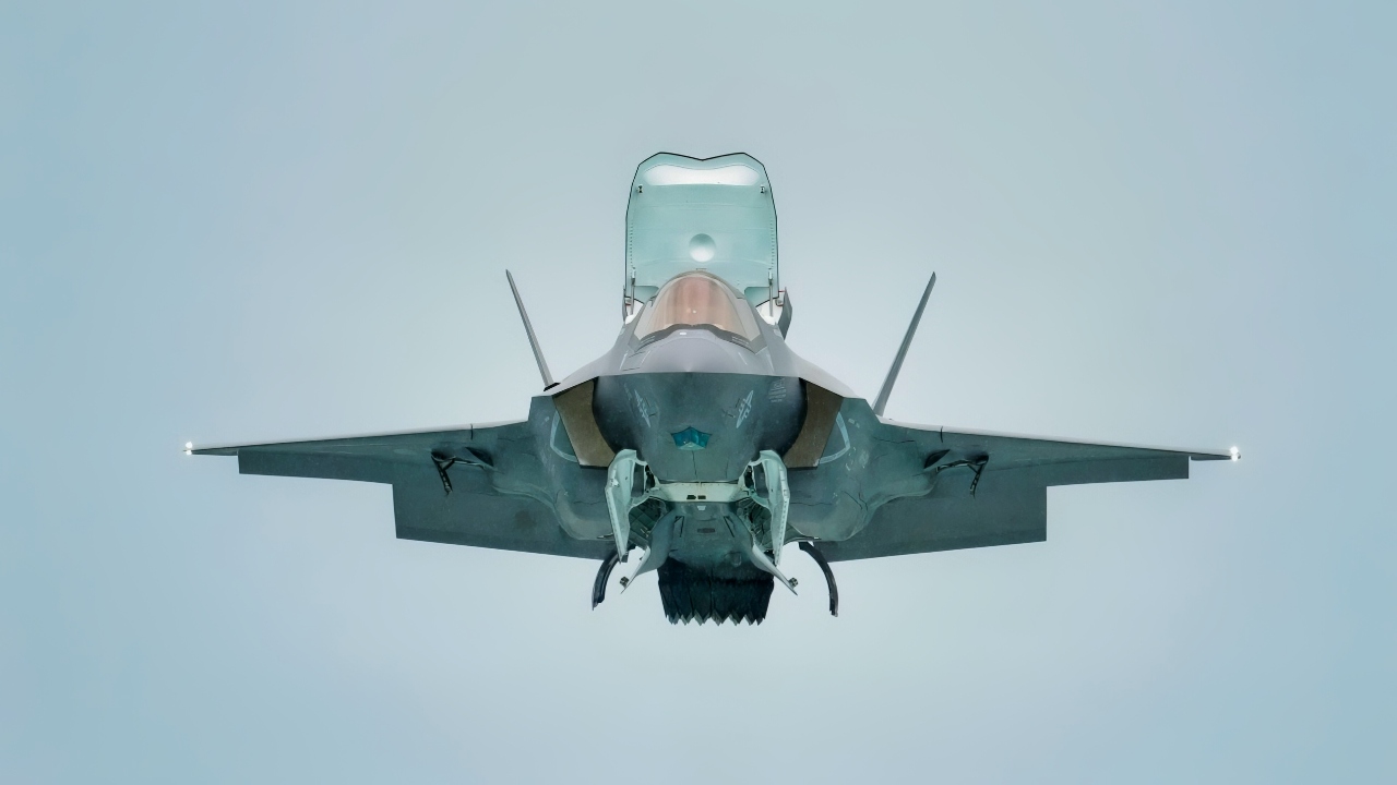 A U.S. Marine Corps F-35B Lightning II assigned to the Marine Fighter Attack Squadron 242, Marine Aircraft Group (MAG) 12, Marine Corps Air Station, Iwakuni, conducts an aerial demonstration during the Singapore Airshow 2022 at Changi Exhibition Center, Republic of Singapore, Feb. 16, 2021. Through participation in regional events like the Singapore Airshow, the U.S. demonstrates its commitment to the security of the Indo-Pacific, promotes interoperability, displays the flexible combat capabilities of the U.S. Military, creates lasting relationships with international audiences, and strengthens partnerships throughout the Indo-Pacific region. (U.S. Air Force photo by Master Sgt. Richard P. Ebensberger).
