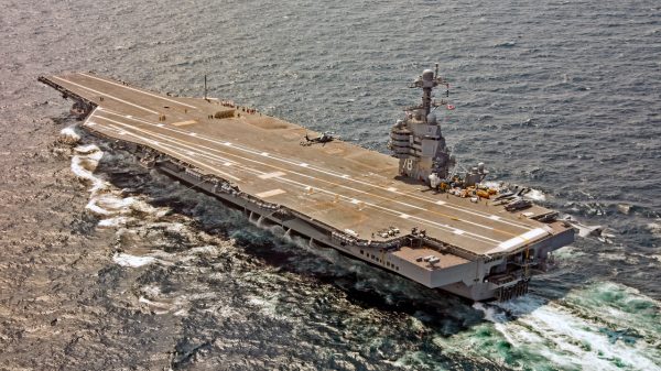 (July 28, 2017) An F/A-18F Super Hornet assigned to Air Test and Evaluation Squadron (VX) 23 approaches the aircraft carrier USS Gerald R. Ford (CVN 78) for an arrested landing. The aircraft carrier is underway conducting test and evaluation operations.(U.S. Navy photo by Erik Hildebrandt/Released) 170728-N-UZ648-161