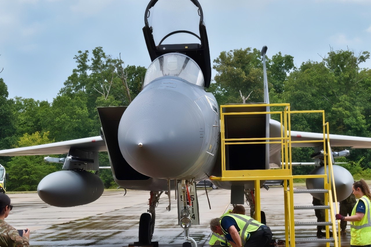 Rain on F-15C Fighter at Smithsonian National Security Journal Photo
