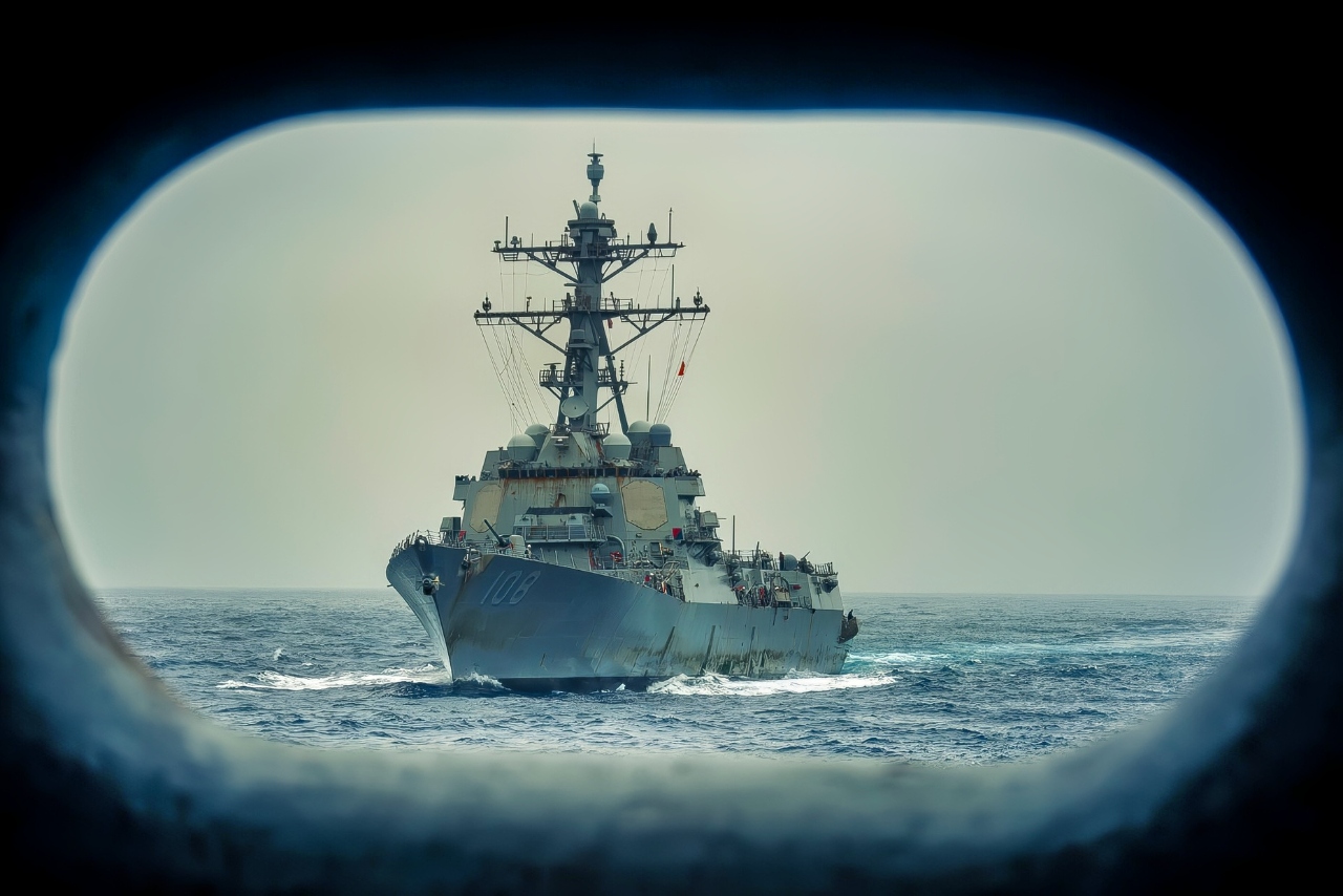 (August 1, 2025) The Arleigh Burke-class guided-missile destroyer USS Wayne E. Meyer (DDG 108) approaches the Nimitz-class aircraft carrier USS Nimitz (CVN 68) for a replenishment-at-sea in the U.S. Central Command area of responsibility. (Official U.S. Navy photo)