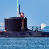Norfolk, Va. (Aug. 22, 2006) – Sailors stationed aboard the Pre Commissioning Unit (PCU) Texas (SSN 775) stand topside as she gets underway from Naval Station Norfolk.