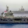 The Abraham Lincoln and John C. Stennis carrier strike groups conduct carrier strike force operations in the U.S. 6th Fleet. Together, the strike groups will complete high-end warfighting training, enhancing interoperability with key allies and partners in the European theater. (U.S. Navy video by Mass Communication Specialist 1st Class Brian M. Wilbur/Released)