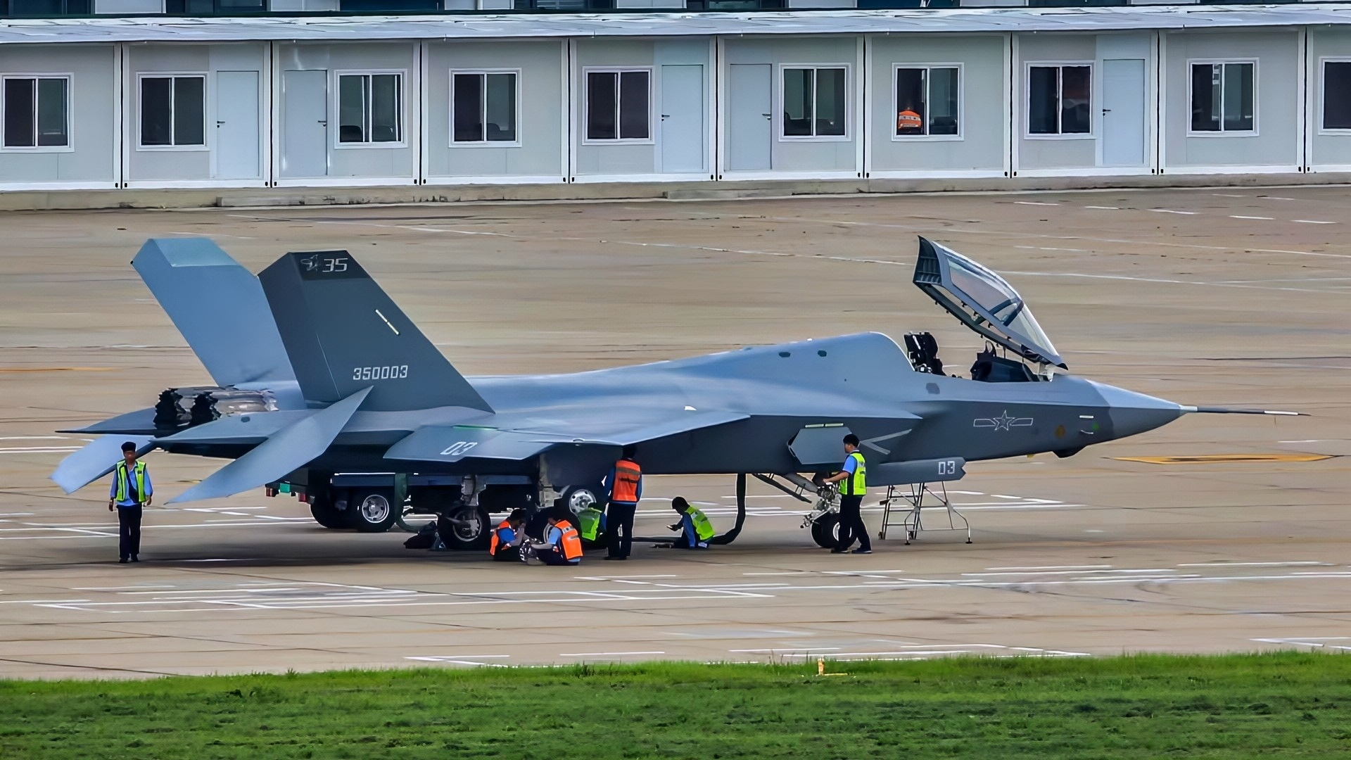 China J-35 Fighter on Runway