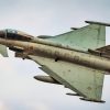 An Italian Air Force Eurofighter Typhoon maneuvers during a joint close air support exercise with U.S. Marines attached to the Special Purpose Marine Air-Ground Task Force – Crisis Response – Central Command (SPMAGTF-CR-CC) 19.2, and service members with the Italian Air Force in Kuwait, Oct. 14, 2019. The SPMAGTF-CR-CC works with partner nations on maintaining regional security. (U.S. Marine Corps photo by Sgt. Kyle C. Talbot)
