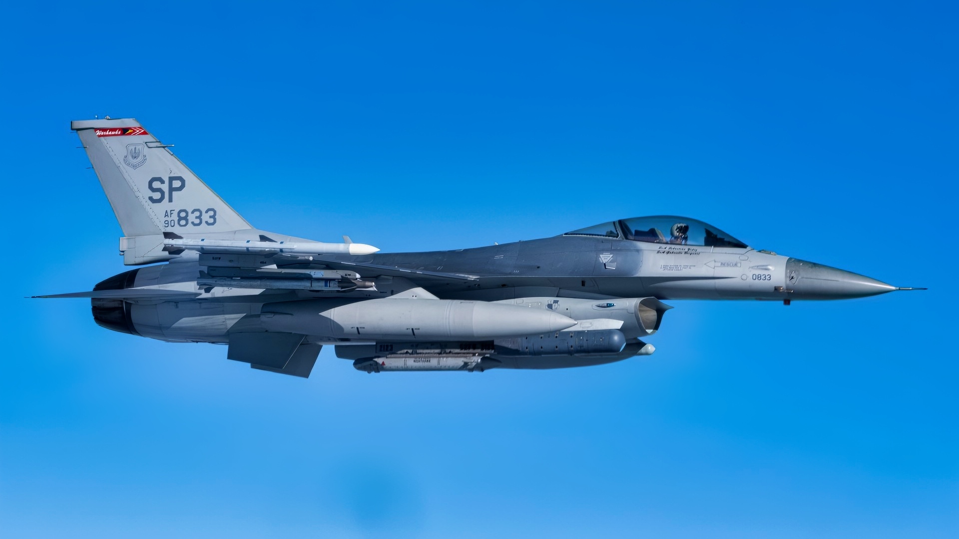 A U.S. Air Force F-16 Fighting Falcon from the 52nd Fighter Wing, Spangdahlem Air Base, Germany, flies during an Agile Combat Employment movement over Poland, Feb. 29, 2024. ACE is a military concept aimed to deny adversaries the advantage of predictability, while concurrently enhancing U.S. Air Forces in Europe’s capacity to respond swiftly to emerging threats. (U.S. Air Force photo by Airman 1st Class Christopher Campbell)