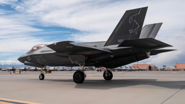 An Israeli F-35I Adir assigned to 140 Squadron, Nevatim Air Base, taxis out for a mission during Red Flag-Nellis 23-2 at Nellis Air Force Base, Nevada, March, 15 2023. Red Flag is an opportunity to build on the success of JUNIPER OAK 23-2, JUNIPER FALCON, and additional combined exercises to enhance interoperability with Israel, strengthen bilateral cooperation, and improve capabilities in ways that enhance and promote regional stability and reinforce the United States’ enduring commitment to Israel’s security. (U.S. Air Force photo by William R. Lewis