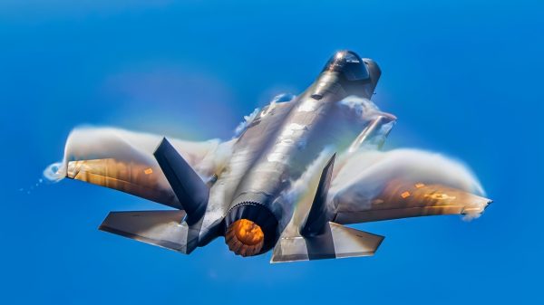Maj. Kristin Wolfe, F-35A Lightning II Demonstration Team pilot and commander, flies an F-35 assigned to the 421st Fighter Generation Squadron at the Wings Over Houston Airshow, Texas, Oct. 15, 2023. The airshow showcases vintage World War II aircraft alongside modern aviation and has supported a variety of local and national charities during its 39-year history. (U.S. Air Force photo by Staff Sgt. Kaitlyn Ergish)