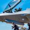 F-35 Demonstration Team members sprint to their positions during the ground show at the Defenders of Liberty Air & Space Show at Barksdale Air Force Base, La., May 17, 2019. The team’s ground show consists of pre-flight inspections with sharp, quick-paced movements that showcase the pride and professionalism of the U.S. Air Force. (U.S. Air Force Photo by Senior Airman Alexander Cook)