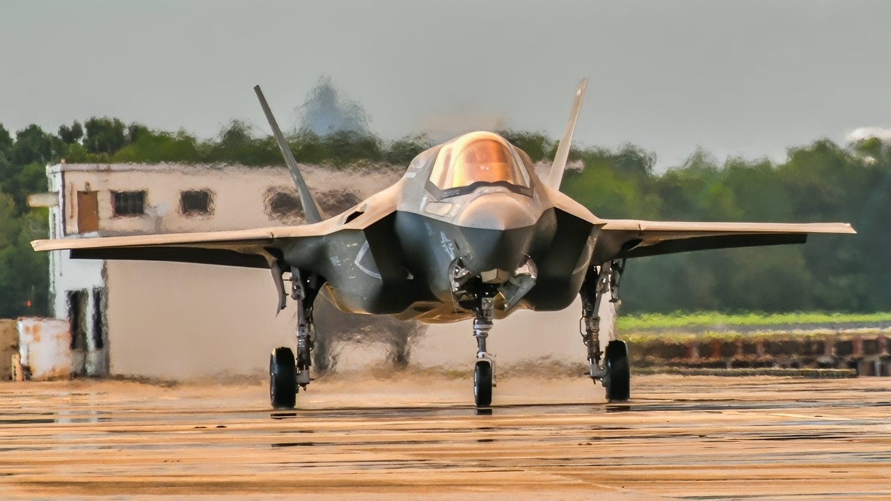 (Aug. 07, 2024) An F-35B Lightning II assigned to Marine Fighter Attack Squadron 122 at Yuma, Ariz., taxis after landing at Naval Air Station Jacksonville as part of the aircraft’s temporary transfer to Fleet Readiness Center Southeast (FRCSE). The jet is the first F-35 ever inducted into the depot and is part of a readiness improvement initiative to support corrosion mitigation efforts for the U.S. Marine Corps (USMC). (U.S. Navy photo by Toiete Jackson/Released)