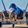 An F-35 Lightning II taxis on the runway during the “Maple Thunder” exercise, at North Auxiliary Airfield, Joint Base Charleston, North, South Carolina, January 30, 2024. Airman with the 158th FW are participating in Maple Thunder to implement the Agile Combat Employment concept. (U.S. Air Force photo by Dr. Sandeep Mulgund)