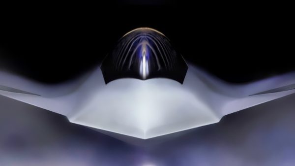 Shown is a graphical artist rendering of the Next Generation Air Dominance (NGAD) Platform. The rendering highlights the Air Force’s sixth generation fighter, the F-47. The NGAD Platform will bring lethal, next-generation technologies to ensure air superiority for the Joint Force in any conflict. (U.S. Air Force graphic)