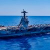 The world's largest aircraft carrier, USS Gerald R. Ford (CVN 78) transits the Mediterranean Sea, August 1, 2025. Gerald R. Ford, a first-in-class nuclear aircraft carrier and deployed flagship of Carrier Strike Group Twelve, is on a scheduled deployment in the U.S. 6th Fleet area of operations to support the warfighting effectiveness, lethality, and readiness of U.S. Naval Forces Europe-Africa, and defend U.S., Allied, and partner interests in the region. (U.S. Navy photo by Mass Communication Specialist Seaman Brianna Barnett)