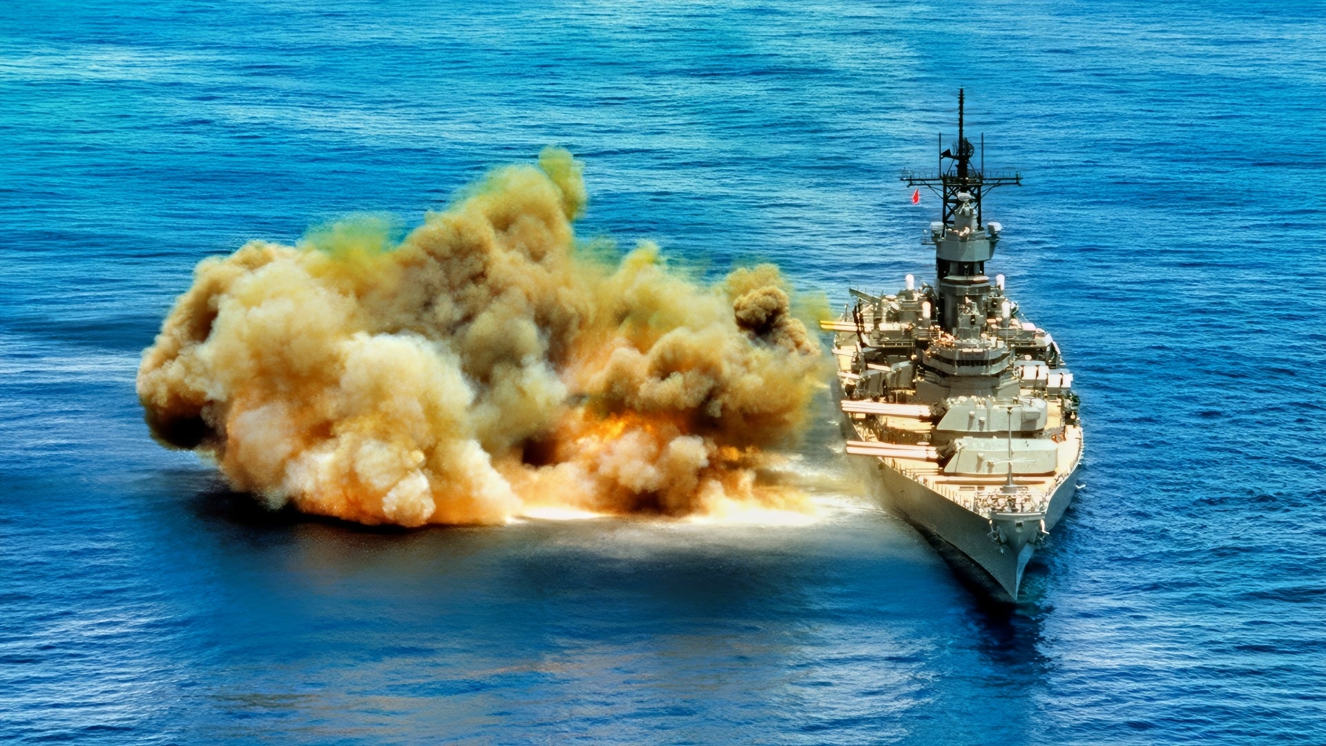 Iowa-Class Firing 16-Inch Guns