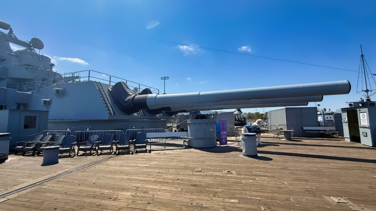Long View of USS Iowa Guns