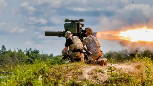 Soldiers with the 1st Battalion, 128th Infantry of the Wisconsin National Guard launch a Tube-launched Optically-
