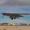 A B-21 Raider conducts flight tests, which includes ground testing, taxiing, and flying operations, at Edwards Air Force Base, California, where it continues to make progress toward becoming the backbone of the U.S. Air Force bomber fleet. The B-21 will possess the range, access, and payload to penetrate the most highly-contested threat environments and hold any target around the globe at risk. The B-21 program is on track to deliver aircraft in the mid-2020s to Ellsworth Air Force Base, South Dakota, which will be the first B-21 main operating base and location for the B-21 formal training unit. (Courtesy photo)