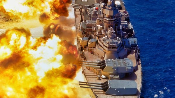 USS Iowa Opening Fire