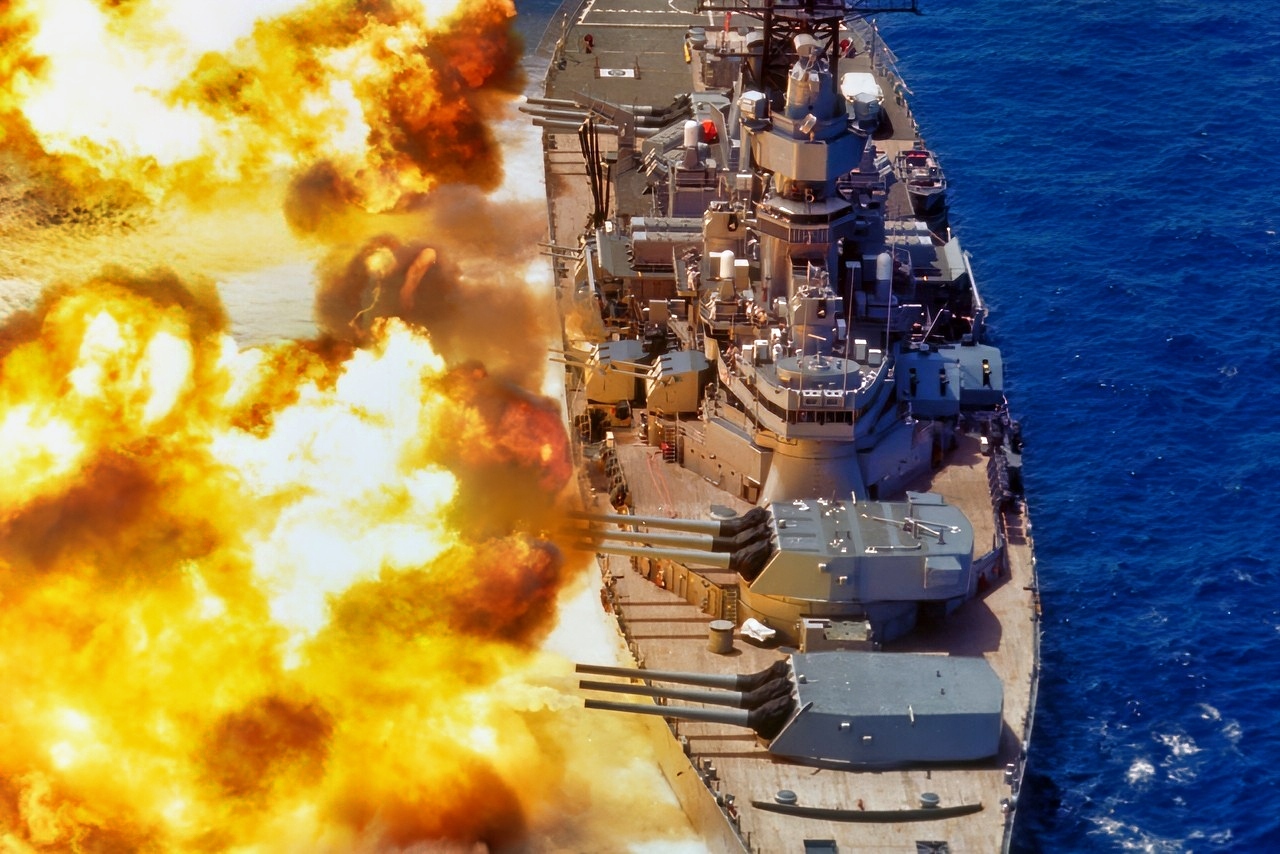 USS Iowa Opening Fire