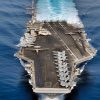 Pacific Ocean, July 25, 2005 - USS Ronald Reagan (CVN 76) performs a high speed run during operations in the Pacifc Ocean. Ronald Reagan and Carrier Air Wing One Four (CVW-14) are currently underway conducting Tailored Ships Training Availability (TSTA). Official US Navy Photo by Photographers Mate 1st Class James Thierry. (RELEASED)
