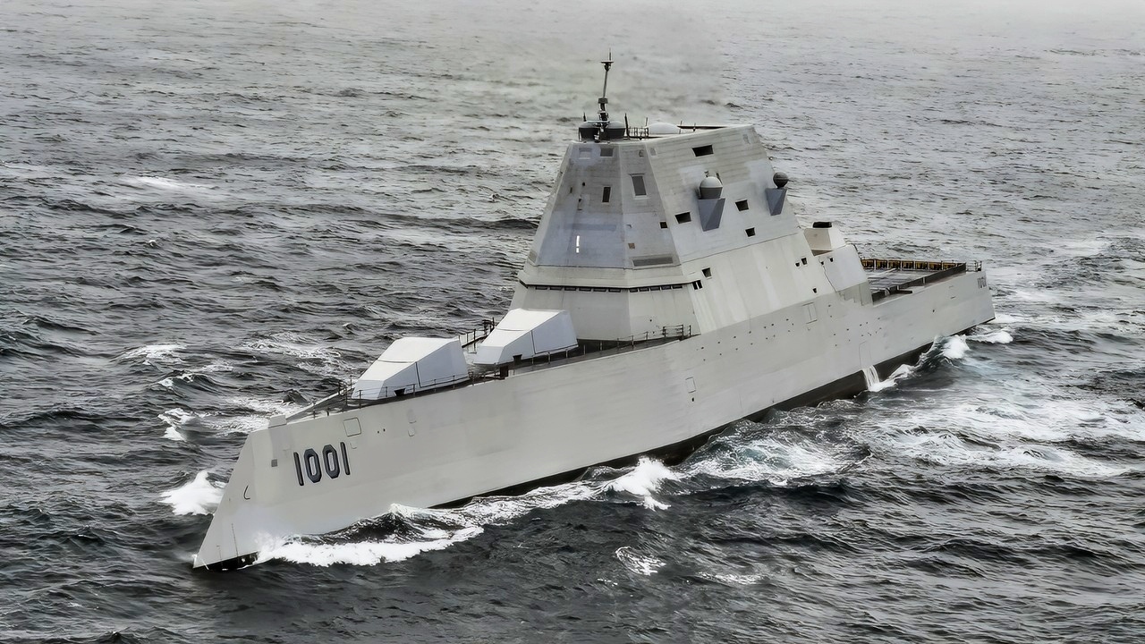 (April 21, 2021) Zumwalt-class guided-missile destroyer USS Michael Monsoor (DDG 1001) participates in U.S. Pacific Fleet's Unmanned Systems Integrated Battle Problem (UxS IBP) 21, April 21. UxS IBP 21 integrates manned and unmanned capabilities into challenging operational scenarios to generate warfighting advantages. (U.S. Navy photo by Chief Mass Communication Specialist Shannon Renfroe)