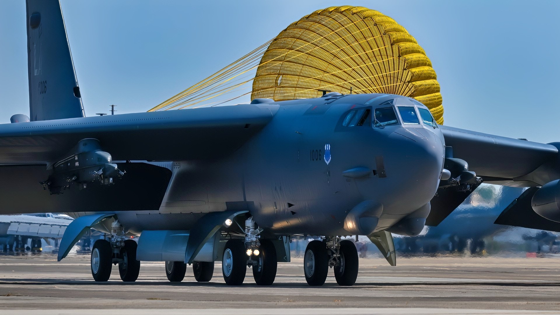 A B-52 Stratofortress from the 2nd Bomb Wing returns home to Barksdale Air Force Base following a Bomber Task Force mission at Andersen Air Force Base, Guam, Aug. 20, 2023. BTF missions demonstrate the credibility of the United States forces to address a global security environment that is more diverse and uncertain than at any other time in history. (U.S. Air Force photo by Airman 1st Class Seth Watson)