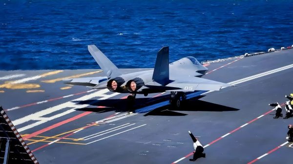 China New J-35 Fighter on Aircraft Carrier