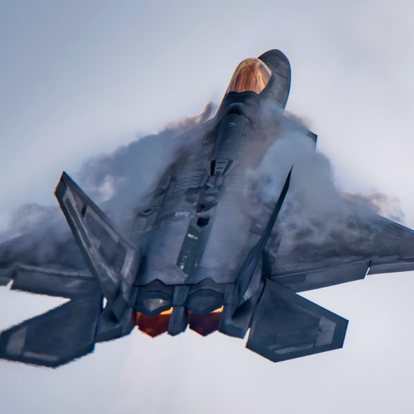 Maj. Paul Lopez, F-22 Raptor Demonstration Team commander, performs during the Chicago Air and Water Show, Aug. 17, 2019. Founded in 2007, the F-22 Demo Team showcases the unique capabilities of the world's premier fifth-generation fighter aircraft. (U.S. Air Force photo by 2nd Lt. Samuel Eckholm)