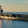 (April 14, 2017) The aircraft carrier Pre-Commissioning Unit (PCU) Gerald R. Ford (CVN 78) pulls into Naval Station Norfolk for the first time. The first-of-class ship - the first new U.S. aircraft carrier design in 40 years - spent several days conducting builder's sea trails, a comprehensive test of many of the ship's key systems and technologies. (U.S. Navy photo by Matt Hildreth courtesy of Huntington Ingalls Industries/Released)