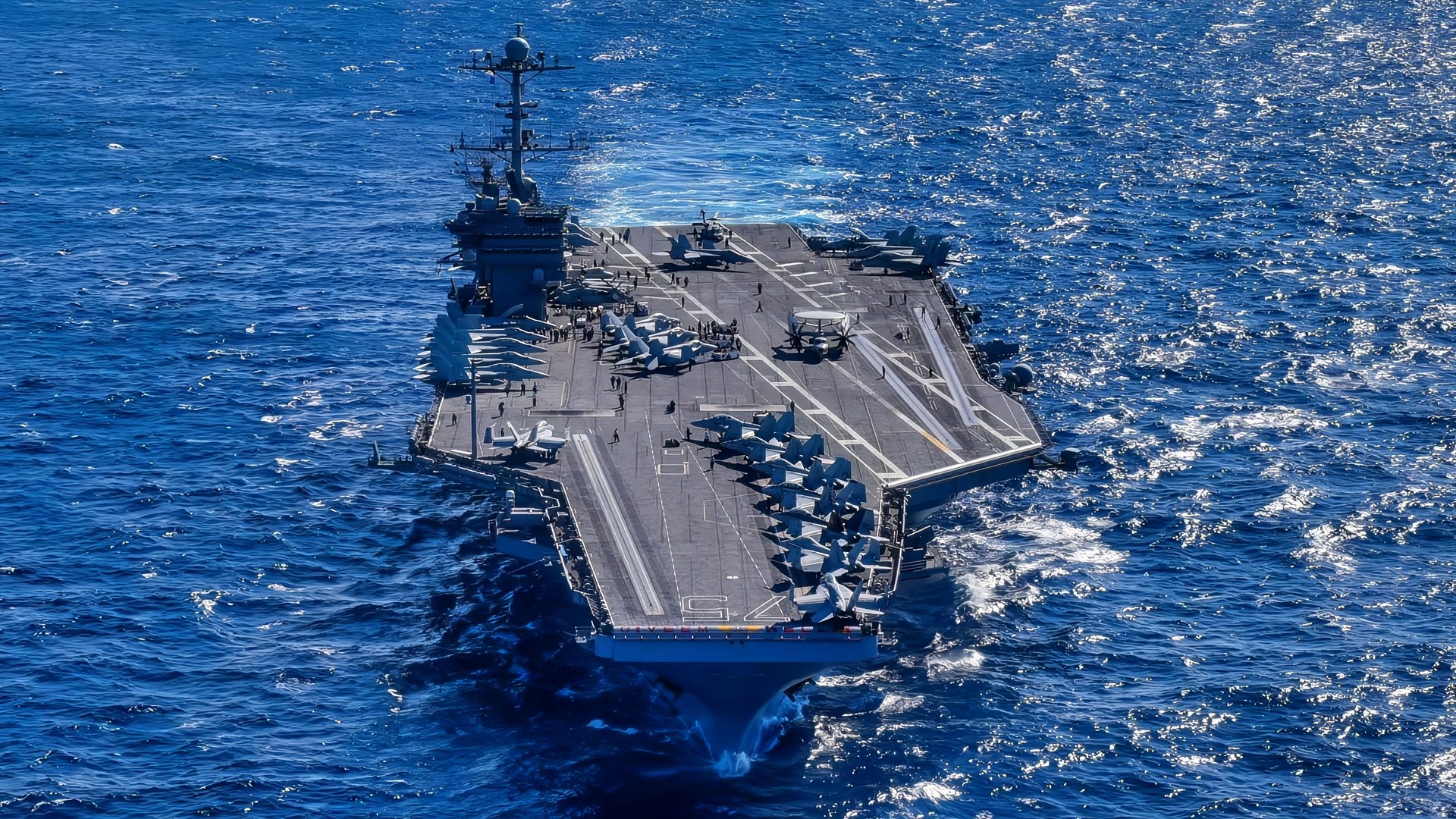 171030-N-EA818-367 ATLANTIC OCEAN (Oct. 30, 2017) The aircxraft carrier USS Harry S. Truman (CVN 75) transits the Atlantic Ocean. Harry S. Truman has successfully completed tailored shipboard test availability and final evaluation problem and is underway preparing for future operations. (U.S. Navy photo by Mass Communication Specialist 3rd Class Tommy Gooley/Released)