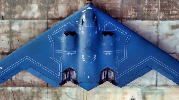 ANDERSEN AIR FORCE BASE, GUAM -- F-16 Fighting Falcons, F-18 Hornets and a B-2 Spirit, line the Andersen flight line during Exercise Valiant Shield, 22 June, 2006. Valiant Shield 2006, the U.S. Pacific Command exercise, which runs June 19 to 23, will be conducted in the vicinity of Guam. Valiant Shield focuses on integrated joint training and interoperability among U.S. military forces while responding to a range of mission scenarios. (U.S. Air Force Photo/Staff Sgt Bennie J. Davis III)