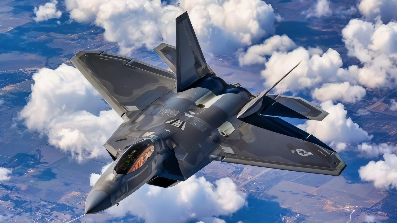 F-22 Raptor Fighter in the Clouds