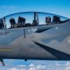 A formation of four U.S. Air Force F-15EX Eagle II fighter jets, assigned to Eglin Air Force Base, Florida, fly over the Gulf of America, Nov. 21, 2025. Secretary of the Air Force Troy Meink flew in the backseat of the lead jet as part of his visit to Eglin AFB. The flight oriented Meink to F-15EX tactics, techniques and procedures being developed and advanced by the 53d Wing to include weapons capacity, next-gen survivability, and next-generation radars, sensors and networking capabilities. (U.S. Air Force photo by Staff Sgt. Blake Wiles)
