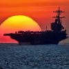 Nimitz-Class Aircraft Carrier in the Sunset