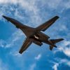 A U.S. Air Force B-1B Lancer assigned to the 28th Bomb Wing takes off in support of a U.S. Air Force Weapons School Integration at Nellis Air Force Base, Nevada, Nov. 18, 2025. The Weapons School trains students to be tactical experts in their combat specialty while also mastering battlespace dominance and integration of joint assets. (U.S. Air Force photo by Airman 1st Class Heather Amador)