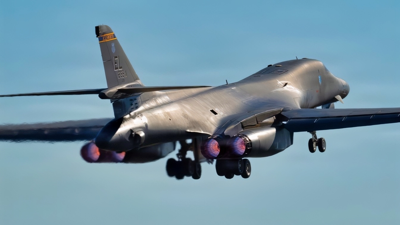 A U.S. Air Force B-1B Lancer takes off from a base in the U.S. European Command area of responsibility (AOR) in support of regional security in the U.S. Central Command AOR, April 30, 2026. (U.S. Air Force photo by Master Sgt. Eric Summers Jr.)