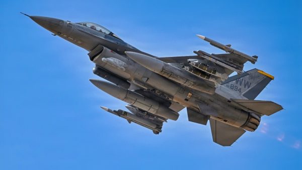 A U.S. Air Force F-16 Fighting Falcon takes off from a base in the U.S. Central Command area of responsibility May 21, 2026. (U.S. Air Force photo by Staff Sgt. Justin W. Moore)